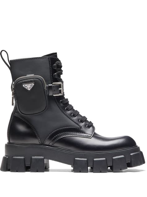 prada ankle pouch combat boots|Prada chunky sole combat boots.